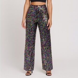 Nasty Gal Collection High waist size 4 Sequin Multicolor wide leg festival Pants